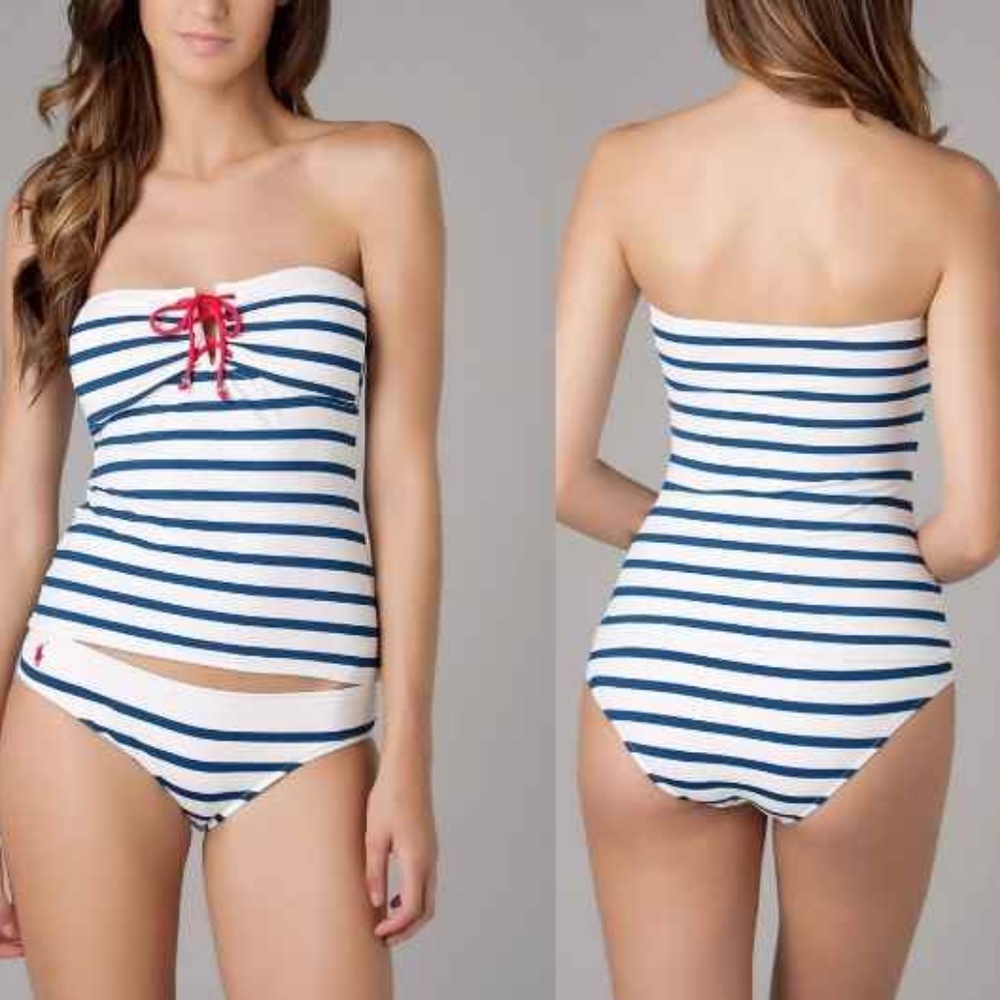 NEW Ralph Lauren Striped Tankini Panty Swimsuit
